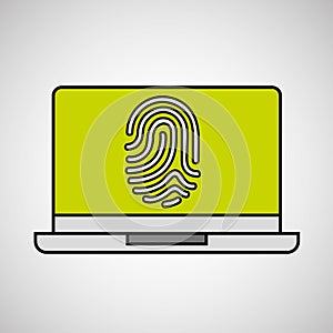 Laptop fingerprint security padlock concept