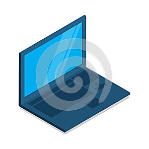 Laptop Flat Icon with Blank Screen in Side View