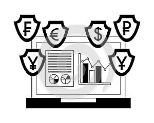 Laptop foreign exchange currency statistics chart