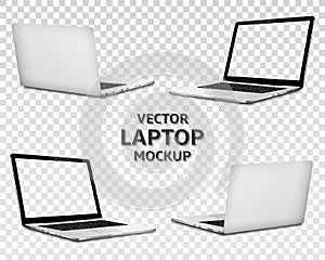 Laptop front and back side mock up with transparent screen
