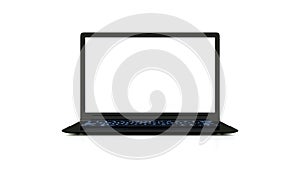 Laptop Front Side With White Screen - 3D Illustration