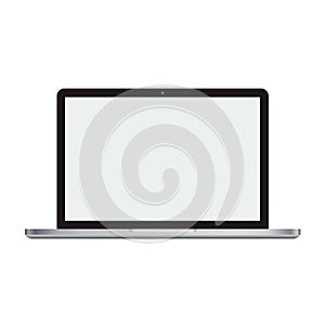 Laptop front view mockup with empty or blank screen.