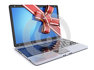 Laptop gift CGI and ribbon