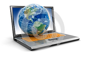 Laptop and Globe (clipping path included)