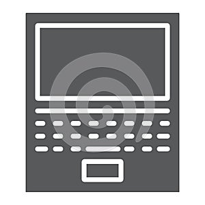 Laptop glyph icon, office and work, computer sign