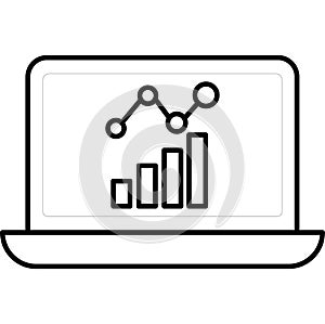 Laptop Graph Vector icon that can easily modify or edit