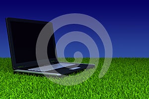 Laptop on grass