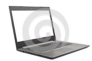 The laptop of gray color is isolated on a white background