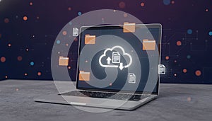 Cloud computing and data storage concept with laptop