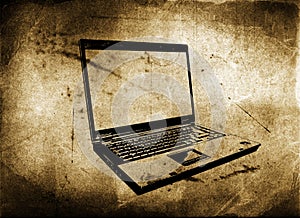 Laptop with grunge textured