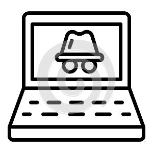 Laptop hacker attack icon, outline style