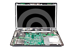 Laptop half disassembled front view