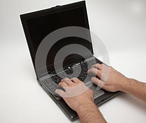 Laptop with hands