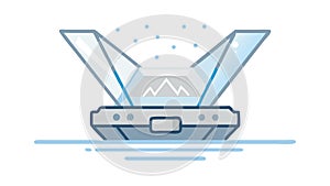 Laptop Holographic Projection, Virtual Display Tech, vector design Generative AI