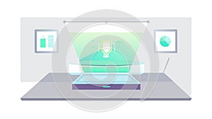 Laptop with Holographic Screen, Future of Computing, vector design Generative AI