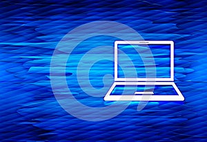Laptop icon aqua wave abstract blue background illustration