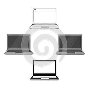 Laptop icon in cartoon,black style isolated on white background. Personal computer symbol stock vector illustration.