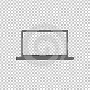 Laptop icon. Computer vector eps 10. Simple black isolated illustration isolated on grey background