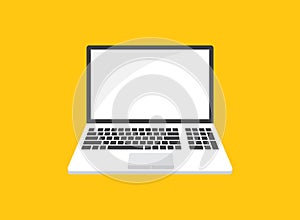 Laptop icon in flat style. Computer vector illustration on isolated background. Workspace sign business concept