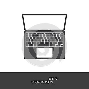 Laptop icon in flat style isolated on white background. Laptop symbol for your design and logo. Vector illustration EPS 10. photo