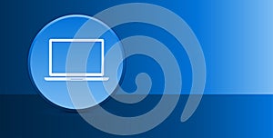 Laptop icon glassy modern blue button abstract background