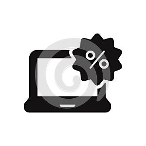 Laptop icon with percent sign. Modern and simple flat symbol for web site, mobile, logo, app, UI.