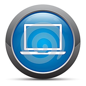 Laptop icon premium blue round button vector illustration