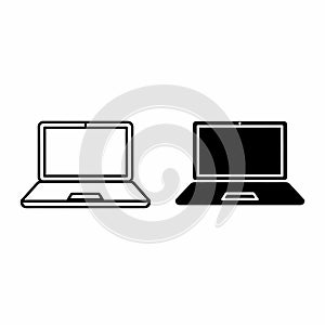 Laptop Icon Set - Outline and Solid