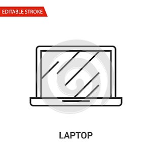 Laptop Icon. Thin Line Vector Illustrationv