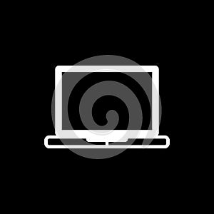 Laptop Icon in trendy flat style isolated on black background. Computer symbol for your web site design, logo, app,