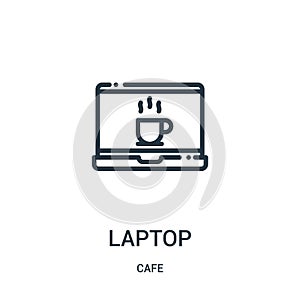 laptop icon vector from cafe collection. Thin line laptop outline icon vector illustration. Linear symbol