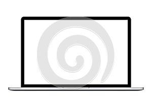 Laptop illustration with blank screen isolated on white background, aluminium body. . Eps10. photo
