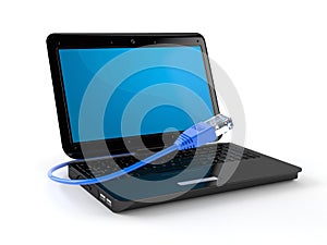 Laptop with internet cable