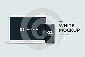 Laptop and IPhone banner mockup  isolated on background.