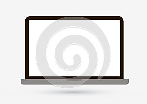 Laptop isolated flat icon PC Computer white screen