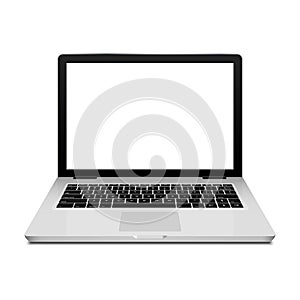 Laptop isolated notebook on white. Monitor screen and keyboard technology. Laptop modern computer design