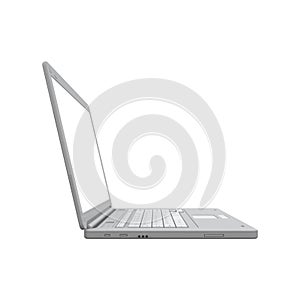 Laptop isolated side view