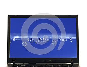 Laptop isolated - water on screen