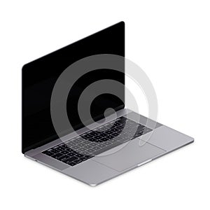 Laptop isolated on a white background of gray color