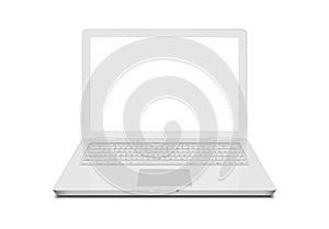 Laptop isolated white notebook on white. Monitor screen and keyboard technology. Laptop modern computer design