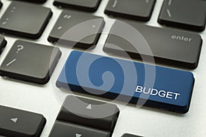 Laptop keyboard button with word BUDGET