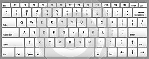 Laptop keyboard computer isolated white key button board for digital pc