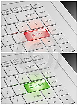 Laptop Keyboard with Lock and Unlock Buttons