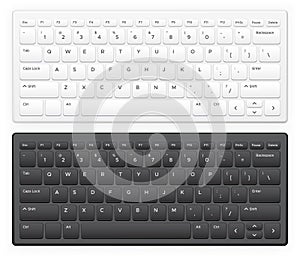 Laptop keyboard. Notebook computer keys with english latin alphabet qwerty buttons keypad Realistic vector isolated