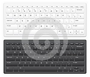 Laptop keyboard. Notebook computer keys with english latin alphabet qwerty buttons keypad Realistic vector isolated photo
