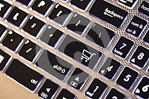Laptop keyboard shopping buttons technology webshop from home