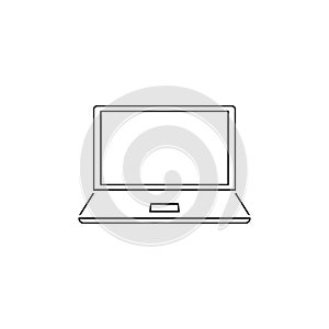 Laptop line icon device, office. Vector in flat