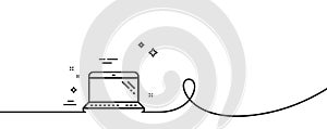 Laptop line icon. Mobile computer device sign. Continuous line with curl. Vector