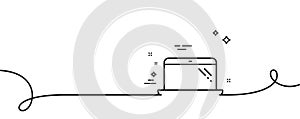 Laptop line icon. Mobile computer device sign. Continuous line with curl. Vector
