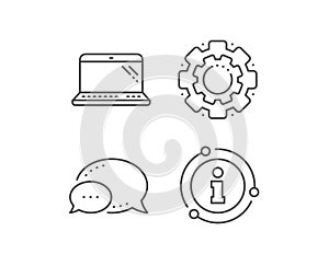 Laptop line icon. Mobile computer device sign. Vector